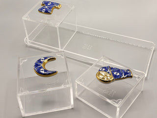 Bleu-blanc porcelain boxes with tray