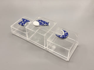 Bleu-blanc porcelain boxes with tray
