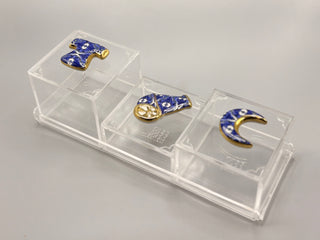 Bleu-blanc porcelain boxes with tray