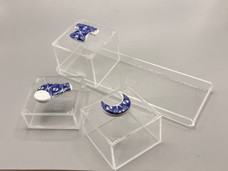 Bleu-blanc porcelain boxes with tray