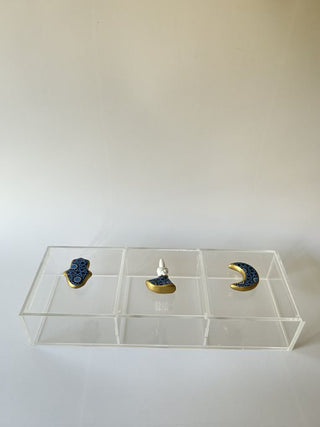 Bleu-blanc porcelain knob box