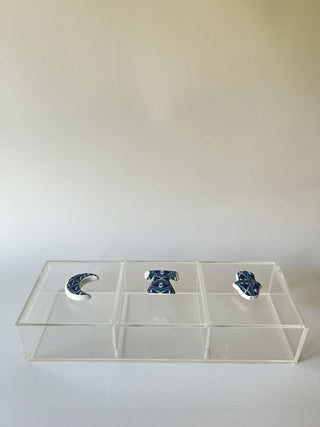 Bleu-blanc porcelain knob box