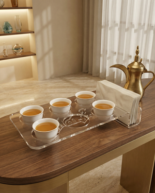 Arabic coffee cup with coaster/napkin holder القهوة