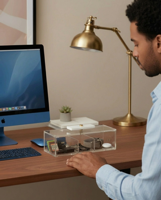 Marble knob small 3-compartment box