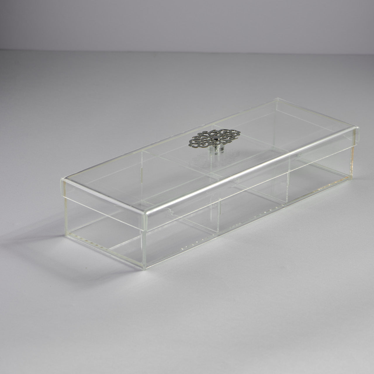 Plated Large rectangular 3-compartments box – Zee Designs Plexiglass
