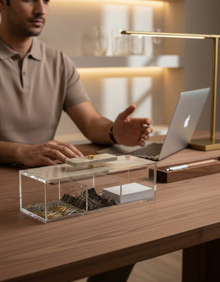 Marble knob small 3-compartment box