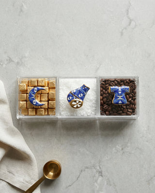 Bleu-blanc porcelain knob box