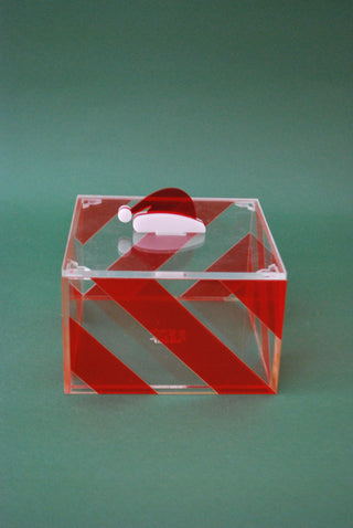 Red Tilted Stripes boxes with Santa hat covers