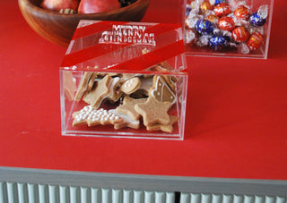 Red Tilted Stripes boxes with merry christmas covers